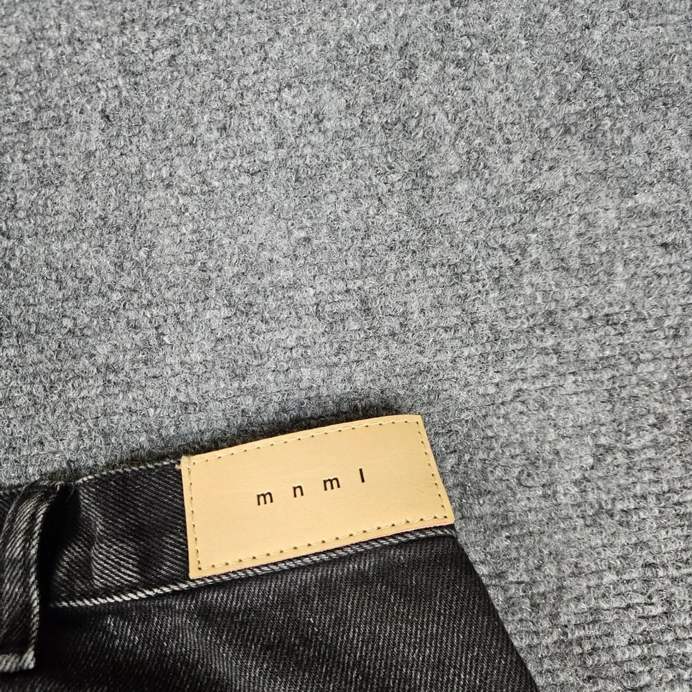 MNML B241 Flared Denim Black Carpenter Jeans Distressed Panelled Mens 34